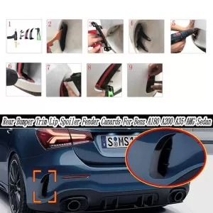 Rear Bumper Side Flaps / Vents suitable for Mercedes-Benz A-Class V177 Sedan with a Design Line Bumper Glossy Black 2 Pieces