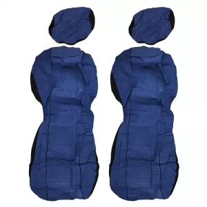 Seat Cover Set Front-Rear Towel 100% Blue/Black 6 Pcs-image-6311915