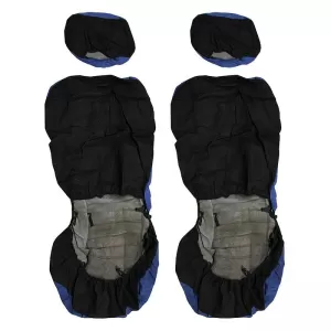 Seat Cover Set Front-Rear Towel 100% Blue/Black 6 Pcs-image-6311916