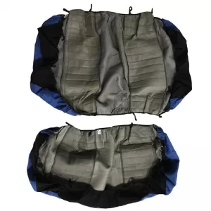 Seat Cover Set Front-Rear Towel 100% Blue/Black 6 Pcs-image-6311918