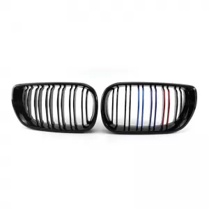 Front Grilles suitable for BMW 3 E46 02-05 Sedan/Touring M4 Look With Double Grille Tri-Color Glossy Black 2pcs-image-6312170