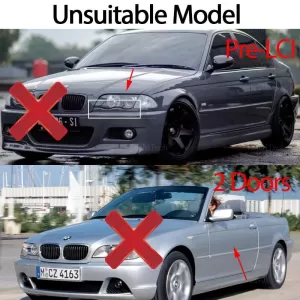 Front Grilles suitable for BMW 3 E46 02-05 Sedan/Touring M4 Look With Double Grille Tri-Color Glossy Black 2pcs-image-6312172