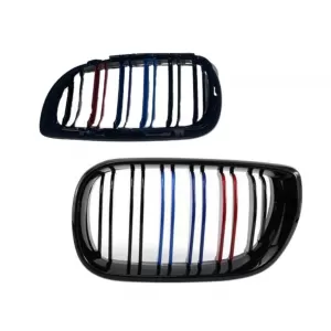 Front Grilles suitable for BMW 3 E46 02-05 Sedan/Touring M4 Look With Double Grille Tri-Color Glossy Black 2pcs-image-6312175
