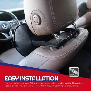 Car Neck Pillow Pad Black With Red Stitch Leather Otom NPW-102 1 Piece-image-6312400