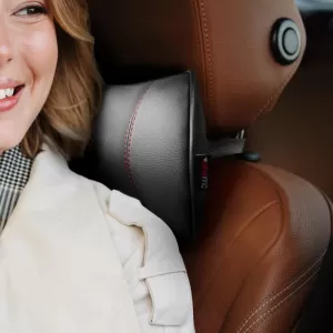 Car Neck Pillow Pad Black With Red Stitch Leather Otom NPW-102 1 Piece-image-6312402