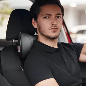 Car Neck Pillow Pad Black With Smoke Stitch Leather Otom NPW-101 1 Piece-image-6312419