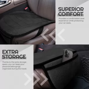 Bottom Seat Cushion with Front Pocket Otom from Linen Fabric Black CBLN-101 1 Piece-image-6312450