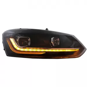 Headlights Set Suitable for VW Polo 6R/6C 09-17 DRL New Design & Dynamic Signal H7 With Motor Carrier-image-6312754