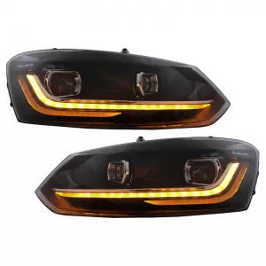 Headlights Set Suitable for VW Polo 6R/6C 09-17 DRL New Design & Dynamic Signal H7 With Motor Carrier-image-6312755