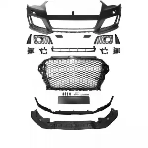 Front Bumper suitable for Audi A3 8V 11-16 Hatchback / Sportback RS3 Look With Grille Glossy Black-image-6313140