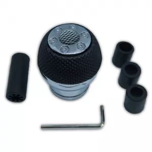 Shift Knob Universal Black/Chrome Round PVC Suitable for Lift Reverse-image-6313339