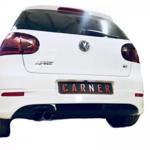 Rear Bumper suitable for VW Golf V (5) 03-08 R32 Look with Left Exhausts Glossy Black from ABS Plastic 1pc-image-6313584