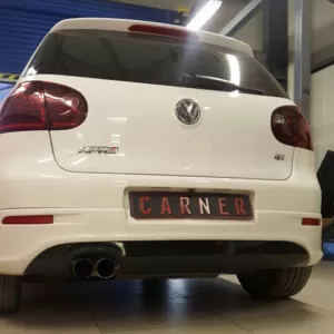Rear Bumper suitable for VW Golf V (5) 03-08 R32 Look with Left Exhausts Glossy Black from ABS Plastic 1pc-image-6313586