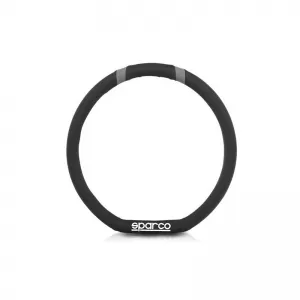 Steering Wheel Cover Leatherette D-Type Black With Grey Sparco Medium 37cm-image-6313776