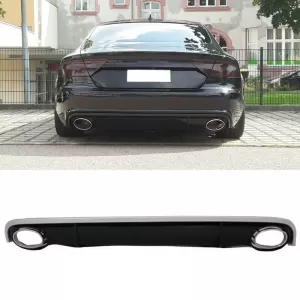 Rear Bumper Diffuser suitable for Audi A7 4G 10-14 RS7 Look Standard Bumper with Exhaust Tips from ABS Plastic-image-6314128