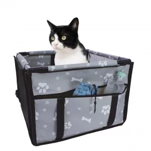 Pet Car Protective Carrier Bag Grey Color Suitable for Pets 38.5 x 38.5 x 27cm 1 Piece-image-6314317