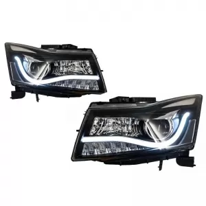 Headlights Set Suitable for Chevrolet Cruze 09-14 Tube DRL & Led Signal H7/H1 Black Manual Carner-image-6314462