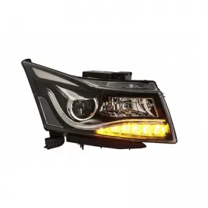 Headlights Set Suitable for Chevrolet Cruze 09-14 Tube DRL & Led Signal H7/H1 Black Manual Carner-image-6314466