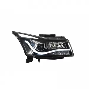 Headlights Set Suitable for Chevrolet Cruze 09-14 Tube DRL & Led Signal H7/H1 Black Manual Carner-image-6314468