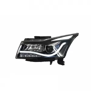 Headlights Set Suitable for Chevrolet Cruze 09-14 Tube DRL & Led Signal H7/H1 Black Manual Carner-image-6314469