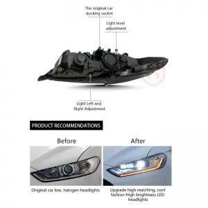 Headlights Set Suitable for Ford Mondeo mk5 13-16 DRL Chrome H7/Led With Dynamic Turn Signal Carner-image-6314612