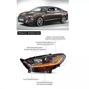 Headlights Set Suitable for Ford Mondeo mk5 13-16 DRL Chrome H7/Led With Dynamic Turn Signal Carner-image-6314617
