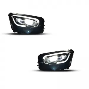 Front Headlight Set Suitable for Mercedes-Benz GLC C253/X253 Upgrade to Facelift Look 2020-2021 Black Full LED DRL with Carner Motor-image-6314641