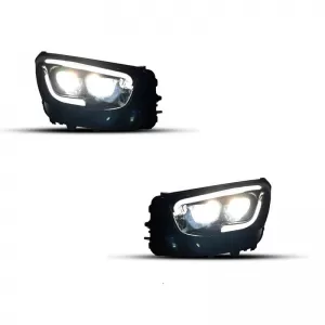 Front Headlight Set Suitable for Mercedes-Benz GLC C253/X253 Upgrade to Facelift Look 2020-2021 Black Full LED DRL with Carner Motor-image-6314642