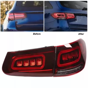 Taillights Set suitable for Mercedes-Benz GLC C253/X253 Pre-Face To Facelift Look Full Led Bar Red/Crystal Carner-image-6314657