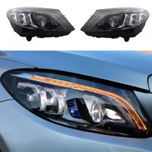 Headlights Set Suitable for Mercedes-Benz C-Class W205 14-18 LED Upgrade to Multibeam Full LED DRL Black with Motor Carrier-image-6314704