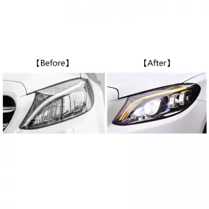 Headlights Set Suitable for Mercedes-Benz C-Class W205 14-18 LED Upgrade to Multibeam Full LED DRL Black with Motor Carrier-image-6314708