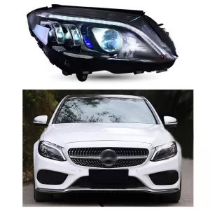 Headlights Set Suitable for Mercedes-Benz C-Class W205 14-18 LED Upgrade to Multibeam Full LED DRL Black with Motor Carrier-image-6314710