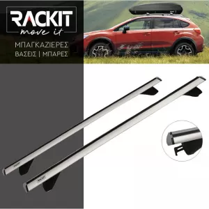 Roof Bars Aluminum Aerodynamic Rackit RK003C1-120cm Universal Open & Closed Railing System Set With Fixing Kit Silver 2 Pieces