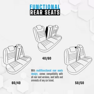 Seat Covers Otom Premium Design Universal Full Artificial Leather Front / Rear Set 11 Pieces Black PRM-101-image-6315205