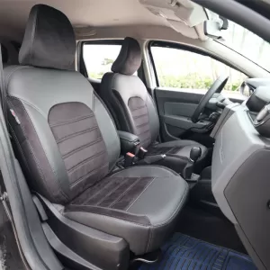 Seat Covers Otom Custom Fit suitable for Dacia Duster 2018-2021 Sued / Rachel / Artificial Leather Front / Rear Set 15 Pieces Black 34015_ONKY_LD-image-6315229