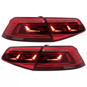 Tailights Set suitable for VW Passat B8 3G (2015-2019) Limousine Sequential Dynamic Turning Lights B8.5 Design Red/Crystal-image-6315250