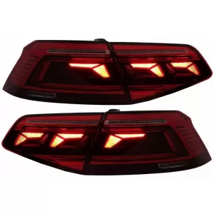Tailights Set suitable for VW Passat B8 3G (2015-2019) Limousine Sequential Dynamic Turning Lights B8.5 Design Red/Crystal-image-6315252