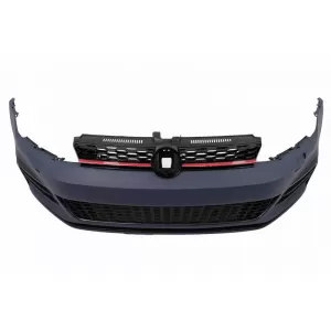 Front Bumper suitable for VW Golf VII (7) 13-17 Upgrade to GTI 7.5 Look 17-19 Set With Grille & Led Fog Lights-image-6315327