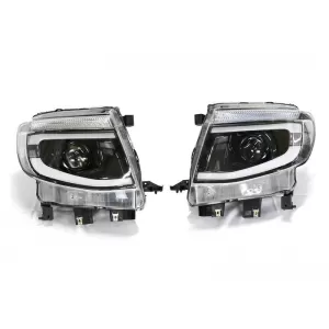 Headlights Set Suitable for Ford Ranger T6 2012-2015 DRL Dynamic Black Full LED With Motor-image-6315438