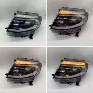 Headlights Set Suitable for Ford Ranger T6 2012-2015 DRL Dynamic Black Full LED With Motor-image-6315444