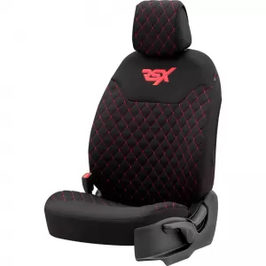 Semi Front Seat Covers suitable for Otom RSX Sport Fabric Embroidered Black With Red Stitch RSXL-102 2 Pieces-image-6316118