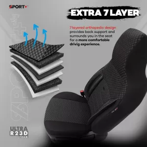 Seat Covers Otom Sport Plus City Design Universal Cotton / Rachel / Artificial Leather Front / Rear Set 11 Pieces Black SPTPLS-101CTY-image-6316136