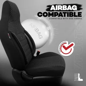 Seat Covers Otom Sport Plus City Design Universal Cotton / Rachel / Artificial Leather Front / Rear Set 11 Pieces Black SPTPLS-101CTY-image-6316137