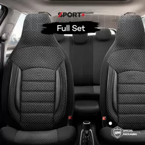 Seat Covers Otom Sport Plus City Design Universal Cotton / Rachel / Artificial Leather Front / Rear Set 11 Pieces Black SPTPLS-101CTY-image-6316138