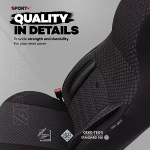 Seat Covers Otom Sport Plus City Design Universal Cotton / Rachel / Artificial Leather Front / Rear Set 11 Pieces Black SPTPLS-101CTY-image-6316140