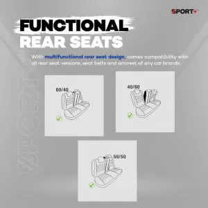 Seat Covers Otom Sport Plus City Design Universal Cotton / Rachel / Artificial Leather Front / Rear Set 11 Pieces Black With Red Stitch SPTPLS-102CTY-image-6316158