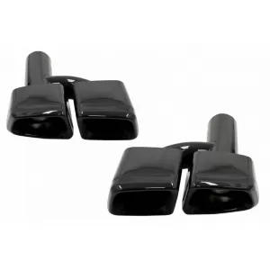 Exhaust Pipes Double Suitable for Mercedes-Benz W211, W212, W204, W209, W221, W164, W166 A Design 63 Look Black Edition 2 Pcs-image-6316276
