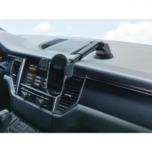 Mobile holder suitable for dashboard and car air vents with arm and adjustable hooks on mobile accessories, black, 1 piece.-image-6316316