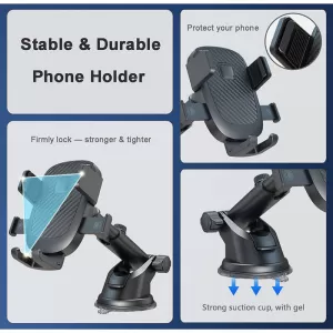 Mobile Holder suitable for Dashboard with Hooks and Adjustable Angle on Mobile Accessories Black 1 Piece-image-6316341