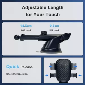 Mobile Holder suitable for Dashboard with Hooks and Adjustable Angle on Mobile Accessories Black 1 Piece-image-6316342